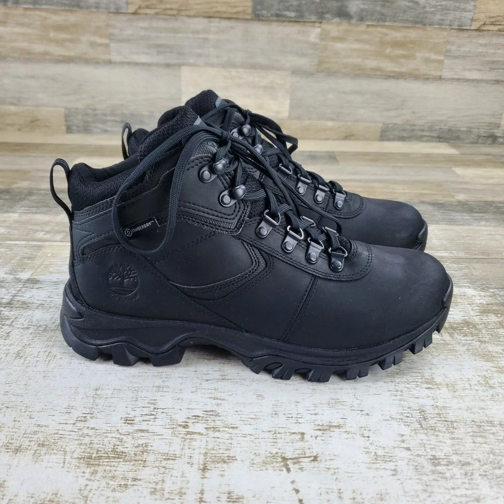Timberland Mt Maddsen Mid Waterproof Hiking Mens Boots Sz 8 M Black Leather